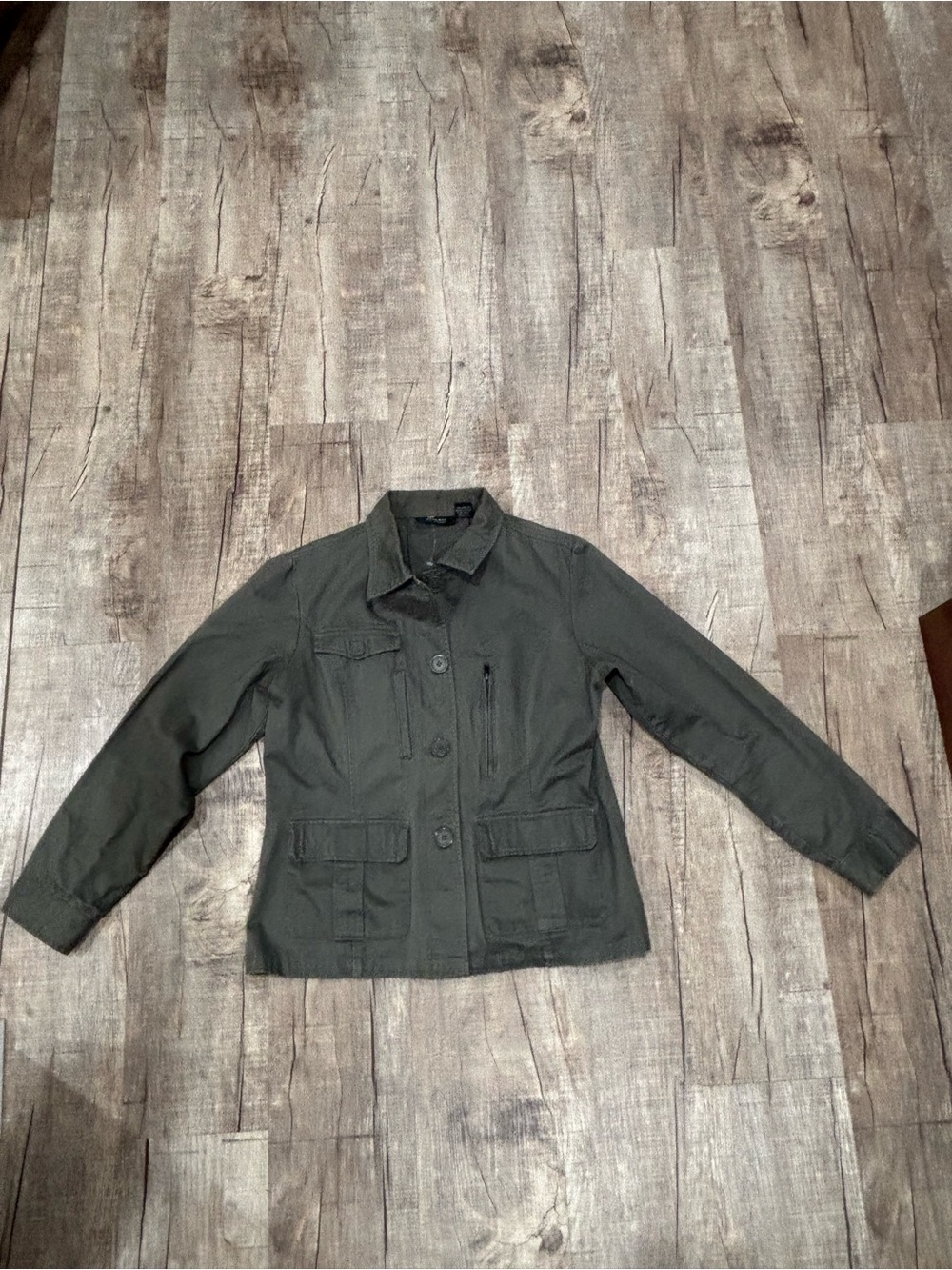 Amcan Women’s Vintage Olive Green Utility Jacket Size Large